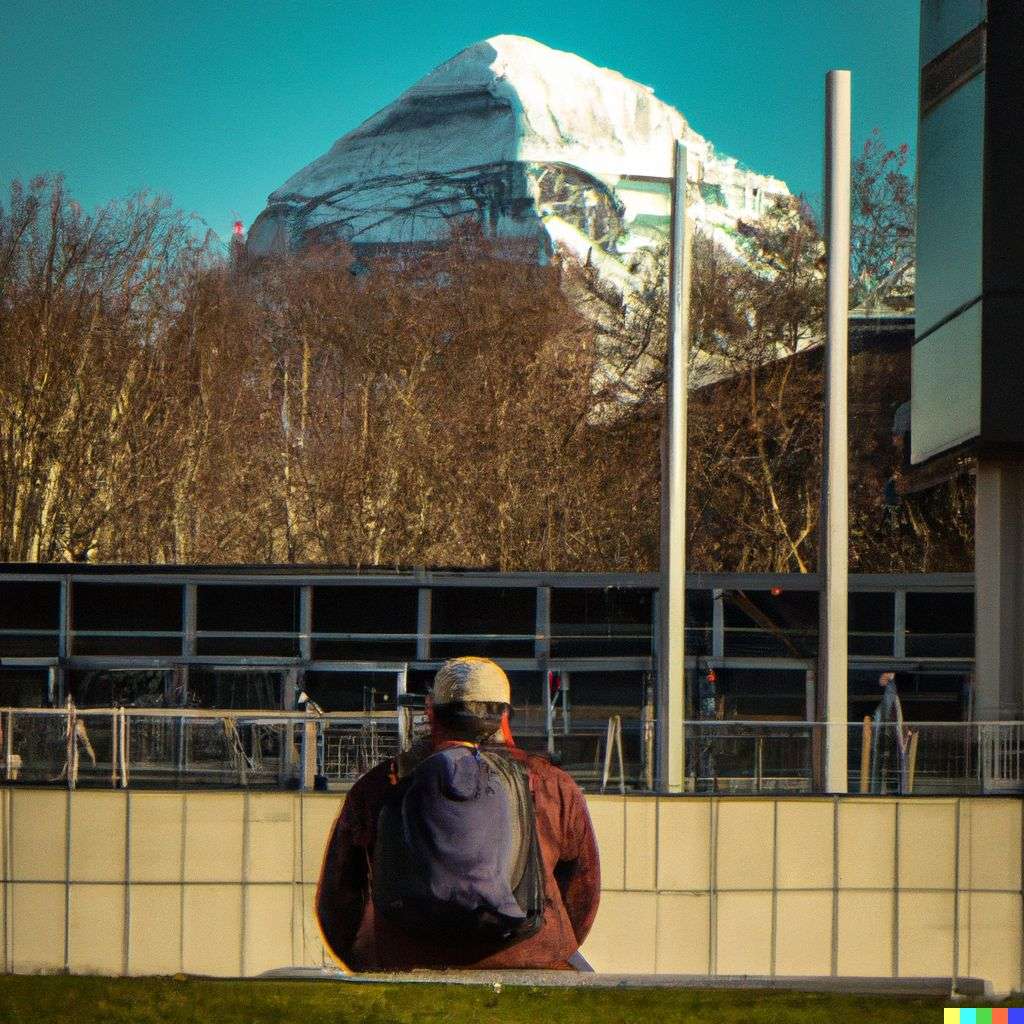 someone gazing at Mount Everest in London